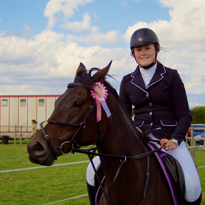 Scarlet Coughlin, 18 riding Bonnie the horse, before the accident. See Masons copy MNHORSE: A teenage show-jumping champion who was told she might never walk again after being involved in a terrible riding accident is back in the saddle three months later. Scarlet Coughlin, 18, took her first steps in May, just three months after her Thoroughbred Arab cross Bonnie completely crushed her right foot. The accident happened on February 11 when a speeding van driver startled nine-year-old Bonnie as it overtook the pair on a blind bend down a narrow country lane. Bonnie panicked and Scarlet was throw off her before she stepped on her foot breaking seven bones and tearing several ligaments.