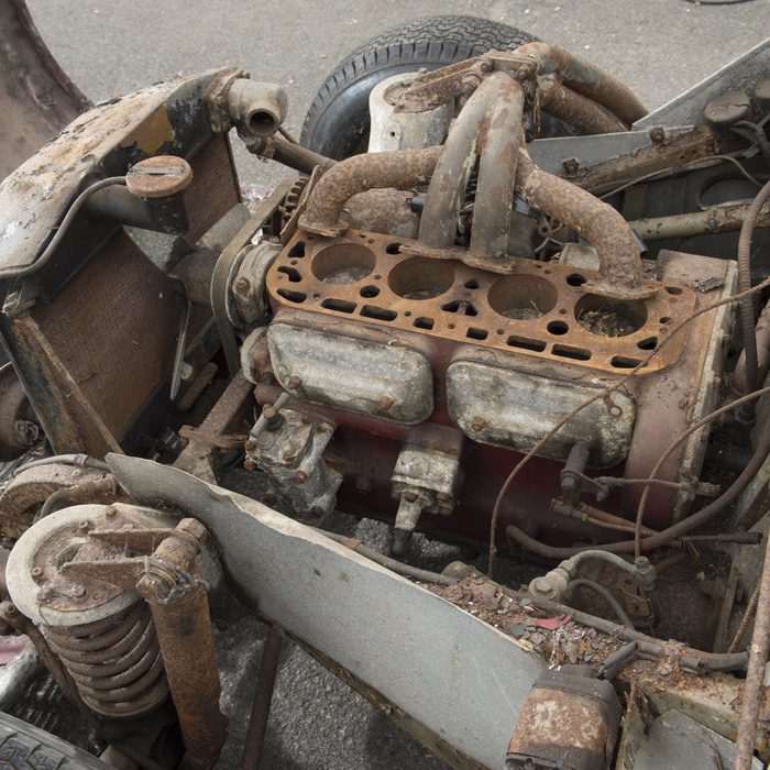 This remarkable Aston Martin prototype which played a huge role in the company’s history is expected to sell for almost £1 MILLION despite being a wreck which hasn’t been driven in decades. See SWNS story SWASTON; The Aston Martin DB2 is a non-starter with damaged panels, a rusty engine and an interior covered in cobwebs. But 67 years ago it was a stunning prototype sports car which was parked up at Circuit de la Sarthe in France waiting to be driven in the 1949 Le Mans 24-hour race. The British race car ended up finishing seventh in the race, and third in its category, before being driven to fifth a fortnight later at the equally gruelling Spa 24-hour race.